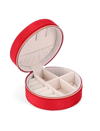 Бокс для украшений велюровый красный - фото 3 - Miraton