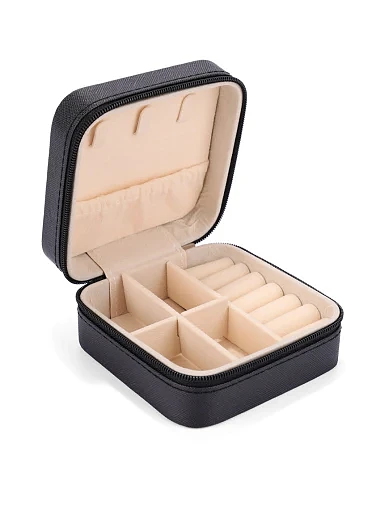 Бокс для украшений из экокожи черный - фото 3 - Miraton