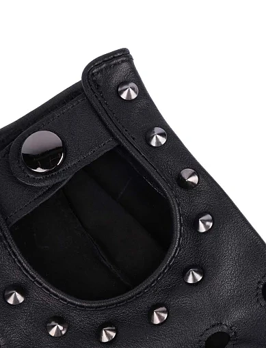 Рукавички шкіряні чорні(2212) - фото 2 - Miraton