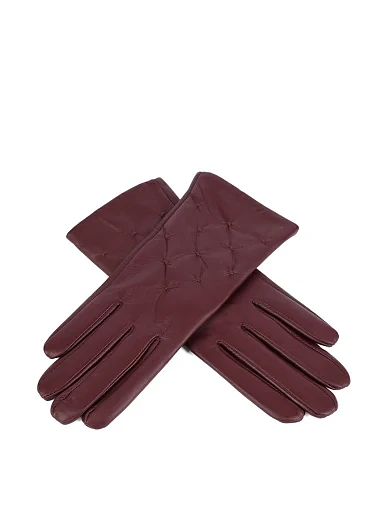 Рукавички шкіряні бордові(25W05) - фото 2 - Miraton