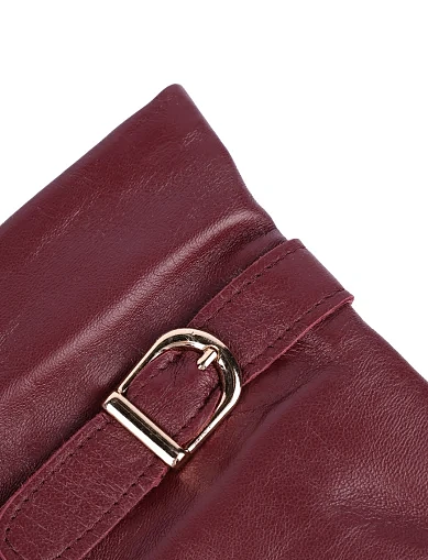 Рукавички шкіряні бордові(1181-1) - фото 2 - Miraton