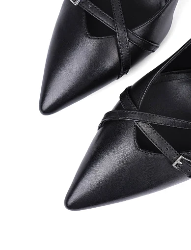 Женские туфли MIRATON кожаные черные - фото 5 - Miraton