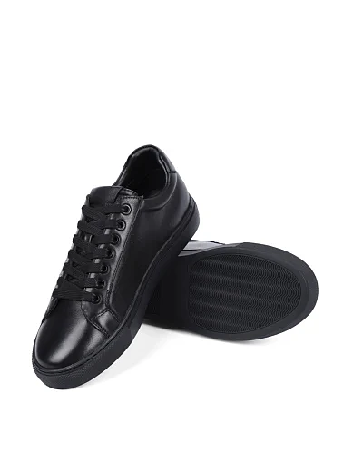 Женские кеды MIRATON кожаные черные - фото 2 - Miraton