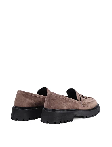 Женские туфли лоферы MIRATON велюровые бежевые - фото 4 - Miraton