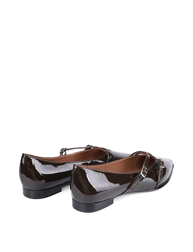Женские балетки MIRATON лаковые коричневые - фото 4 - Miraton