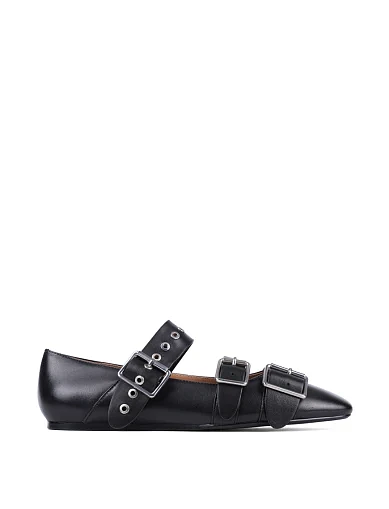 Жіночі балетки MIRATON шкіряні чорні(208-7869-7-1) - фото 1 - Miraton