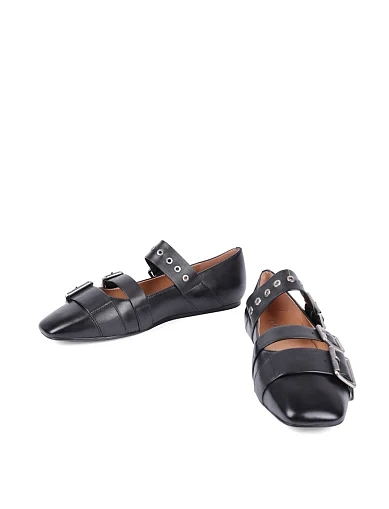 Жіночі балетки MIRATON шкіряні чорні(208-7869-7-1) - фото 2 - Miraton