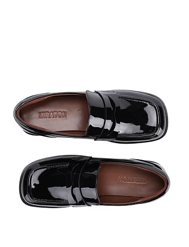 Женские туфли лоферы MIRATON лаковые черные - фото 3 - Miraton