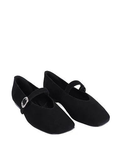 Женские балетки MIRATON велюровые черные - фото 3 - Miraton