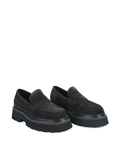 Женские туфли лоферы MIRATON велюровые серые - фото 3 - Miraton