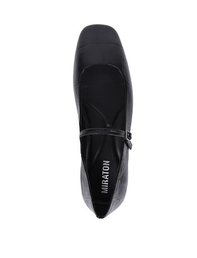 Женские балетки MIRATON кожаные черные - фото 2 - Miraton