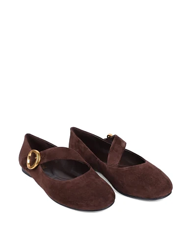 Женские балетки MIRATON велюровые коричневые - фото 3 - Miraton