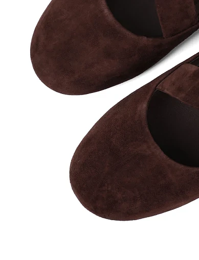 Женские балетки MIRATON велюровые коричневые - фото 5 - Miraton