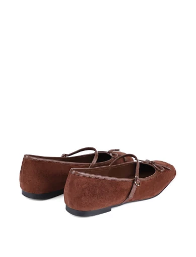 Жіночі балетки MIRATON велюрові коричневі(23009-11-01) - фото 4 - Miraton