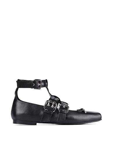 Женские балетки MIRATON кожаные черные - фото 1 - Miraton