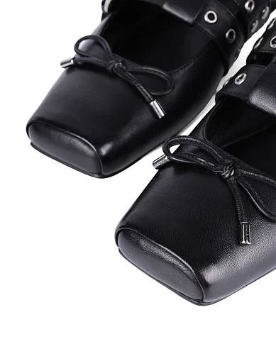 Женские балетки MIRATON кожаные черные - фото 5 - Miraton