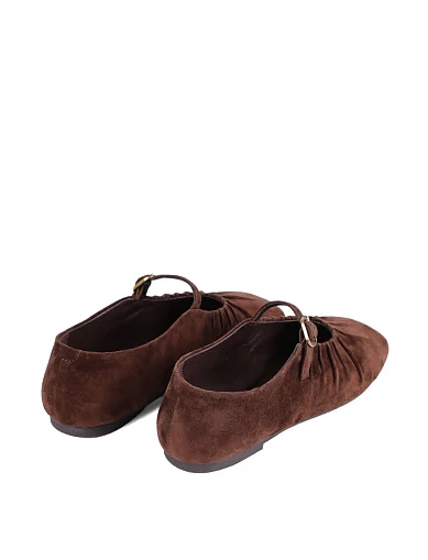 Женские балетки MIRATON велюровые коричневые - фото 4 - Miraton