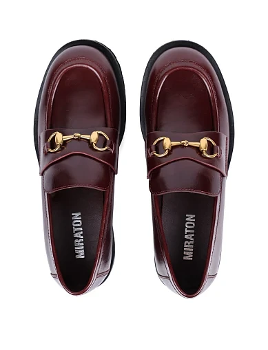 Жіночі туфлі MIRATON з масляної шкіри бордові(V25180-21) - фото 2 - Miraton