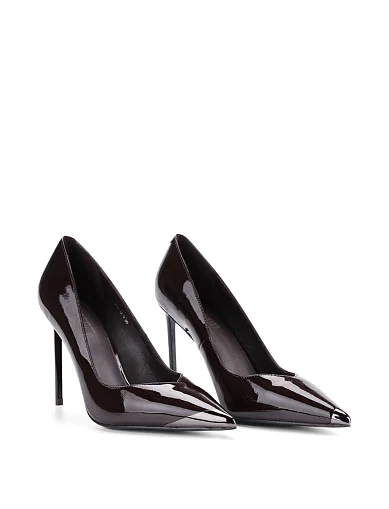 Женские туфли лодочки MIRATON лаковые коричневые - фото 3 - Miraton