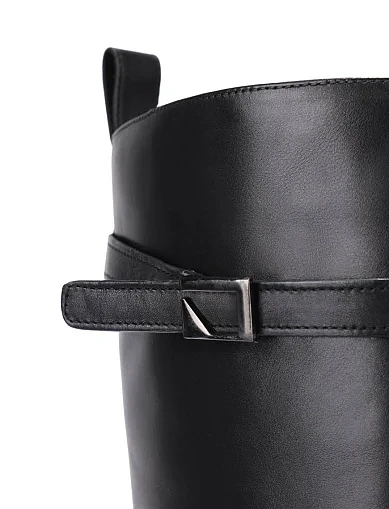 Женские сапоги кожаные черные - фото 3 - Miraton