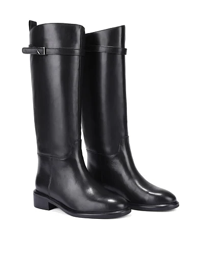 Женские сапоги кожаные черные - фото 4 - Miraton