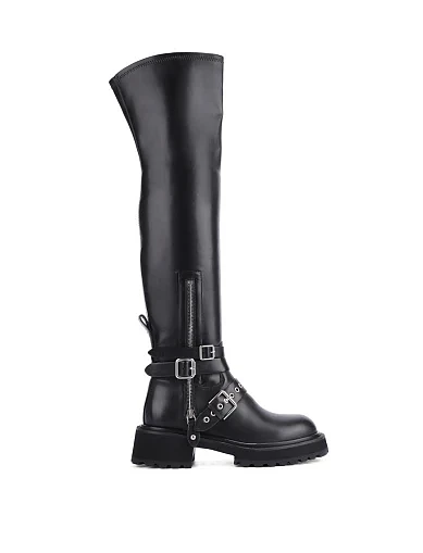 Женские ботфорты MIRATON кожаные черные - фото 1 - Miraton