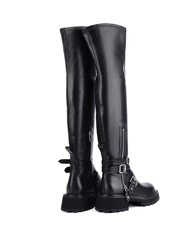 Женские ботфорты MIRATON кожаные черные - фото 3 - Miraton