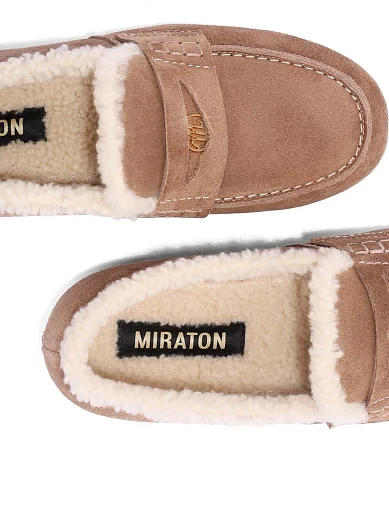 Женские мокасины MIRATON велюровые бежевые - фото 5 - Miraton