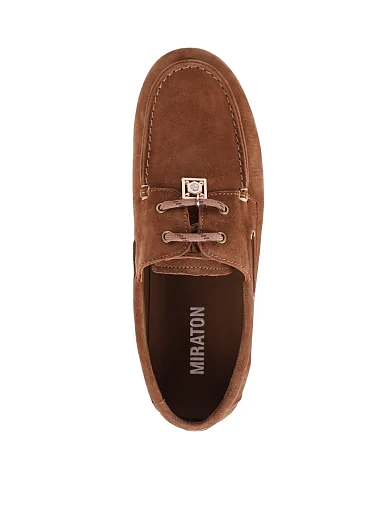 Женские мокасины MIRATON велюровые бежевые - фото 2 - Miraton