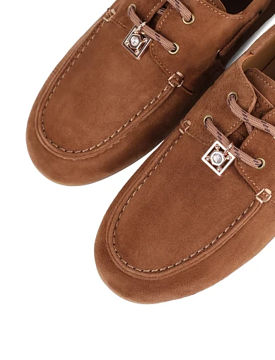 Женские мокасины MIRATON велюровые бежевые - фото 5 - Miraton