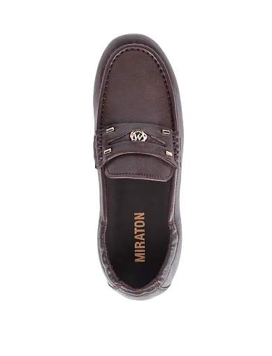 Женские мокасины MIRATON кожаные коричневые - фото 2 - Miraton