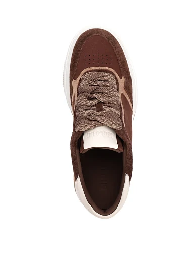 Женские кеды MIRATON из нубука коричневые - фото 5 - Miraton