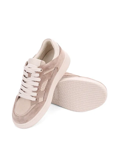 Женские кеды MIRATON кожаные бежевые - фото 2 - Miraton