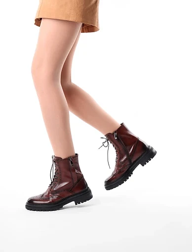 Женские ботинки MIRATON кожаные коричневые - фото 1 - Miraton