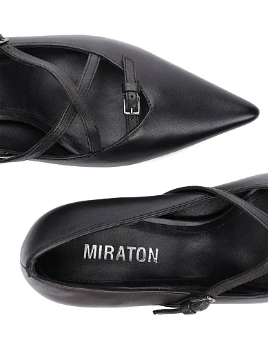 Женские туфли MIRATON кожаные черные - фото 2 - Miraton