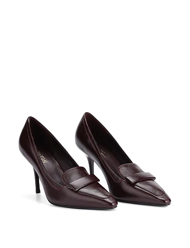 Женские туфли лодочки MIRATON кожаные бордовые - фото 3 - Miraton