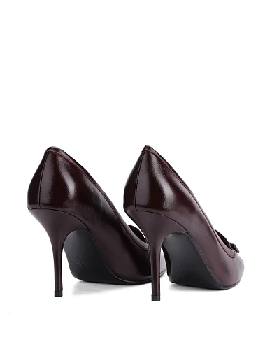 Женские туфли лодочки MIRATON кожаные бордовые - фото 4 - Miraton