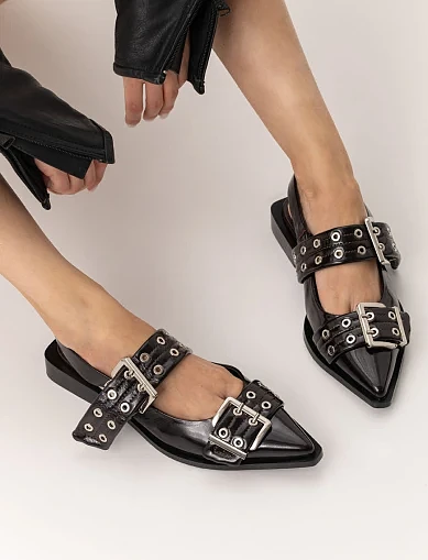 Женские балетки MIRATON кожаные бордовые - фото 1 - Miraton