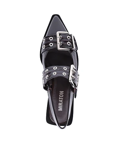 Женские балетки MIRATON кожаные бордовые - фото 3 - Miraton