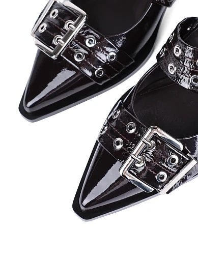 Женские балетки MIRATON кожаные бордовые - фото 6 - Miraton