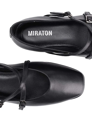 Женские балетки MIRATON кожаные черные - фото 5 - Miraton