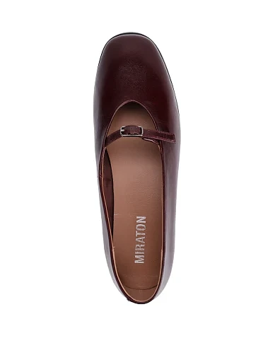 Женские балетки MIRATON кожаные бордовые - фото 2 - Miraton