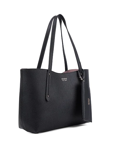 Женская сумка 2 в 1 Guess из экокожи черная - фото 2 - Miraton