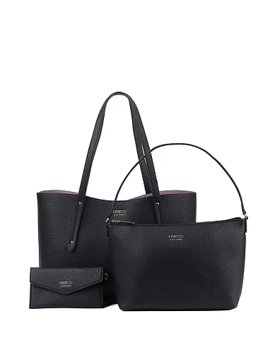 Женская сумка 2 в 1 Guess из экокожи черная - фото 7 - Miraton