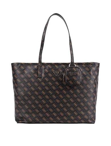 Женская сумка 2 в 1 Guess из экокожи коричневая - фото 1 - Miraton