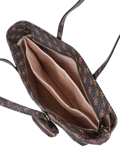 Женская сумка 2 в 1 Guess из экокожи коричневая - фото 7 - Miraton