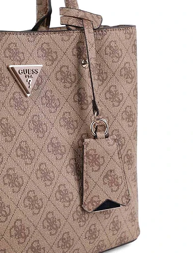 Женская сумка тоут Guess из экокожи бежевая - фото 4 - Miraton