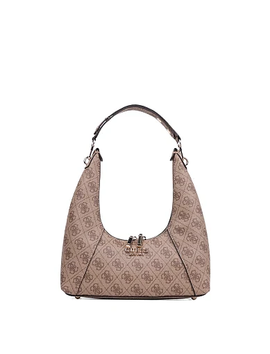 Женская сумка хобо Guess из экокожи бежевая - фото 1 - Miraton