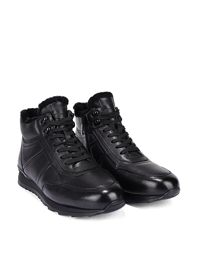 Мужские ботинки кожаные черные - фото 3 - Miraton