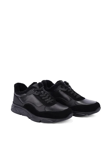 Мужские кроссовки кожаные черные - фото 3 - Miraton